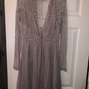 ASOS DUSTY ROSE EVENING GOWN FORMAL DRESS LONG SLEEVE A LINE GOWN